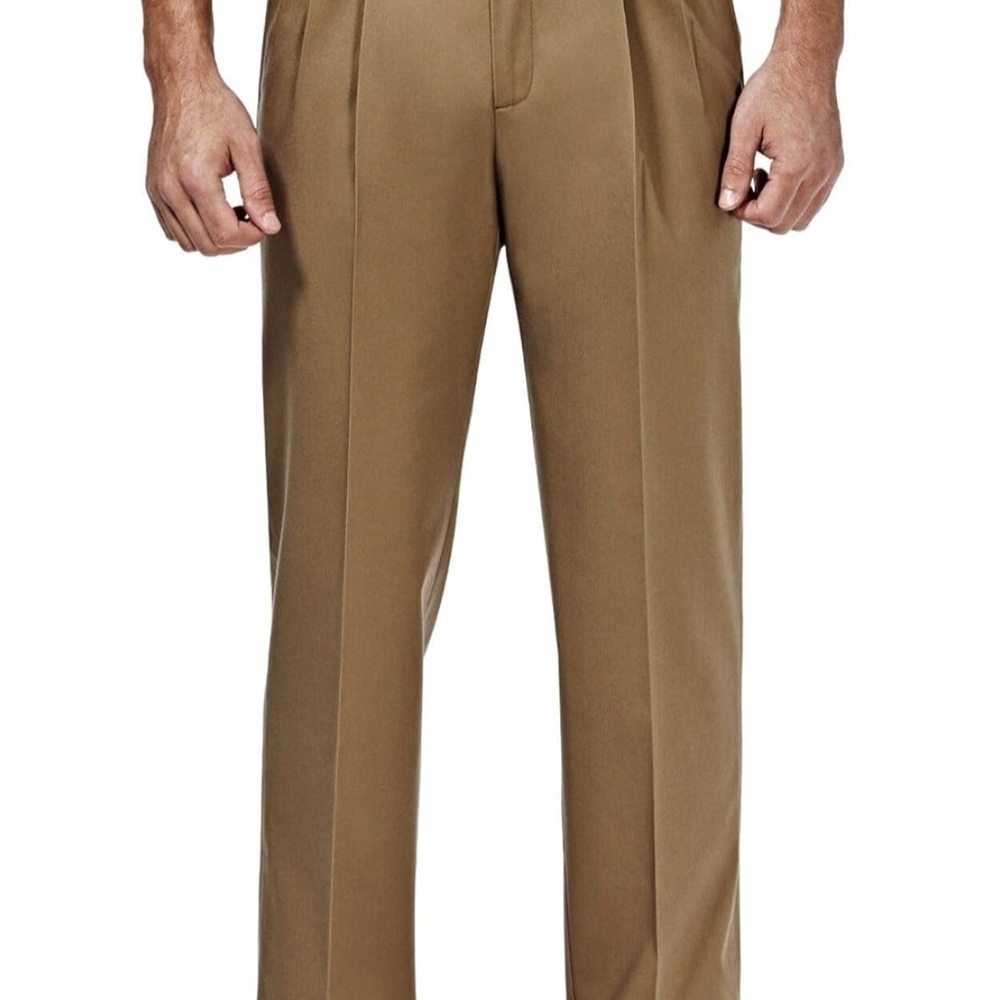 New-Haggar Men's Brown No Iron Dress Pants